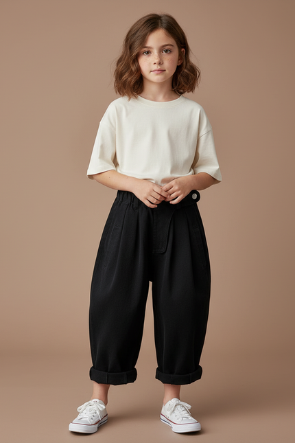Pantalon Chinois Noir Ample Coton Enfant