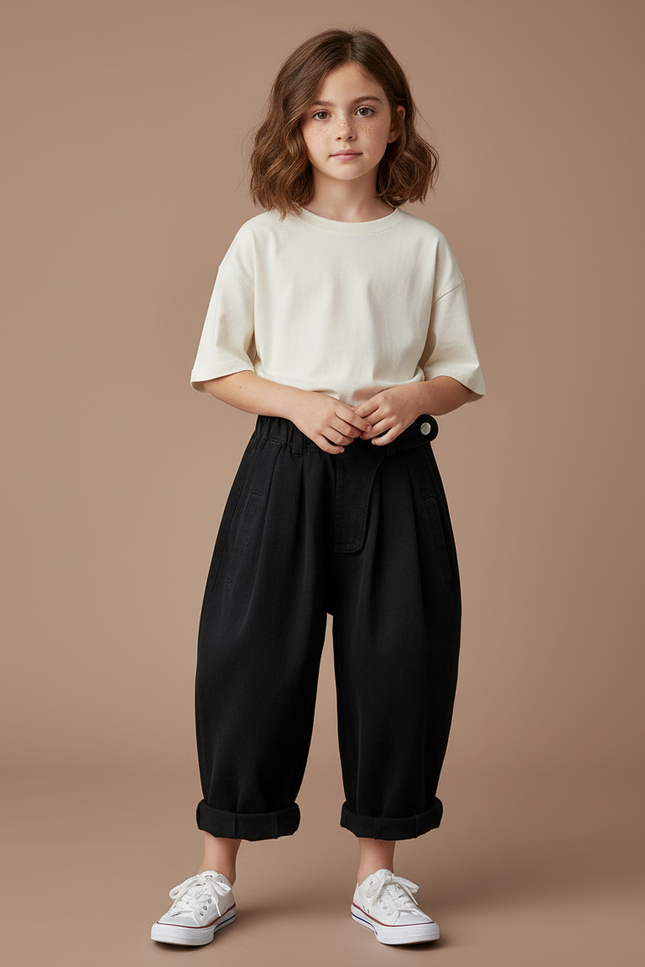 Pantalon Chinois Noir Ample Coton Enfant
