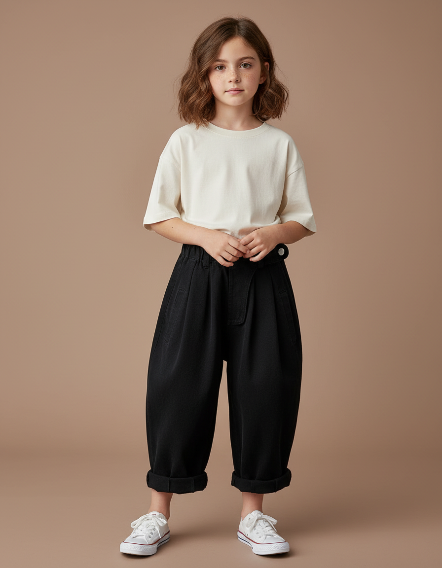 Pantalon Chinois Noir Ample Coton Enfant