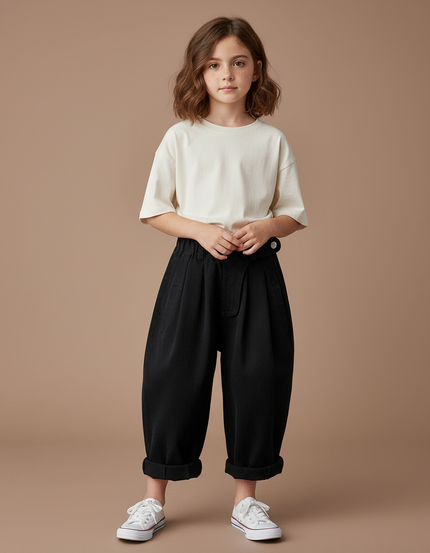 Pantalon Chinois Noir Ample Coton Enfant