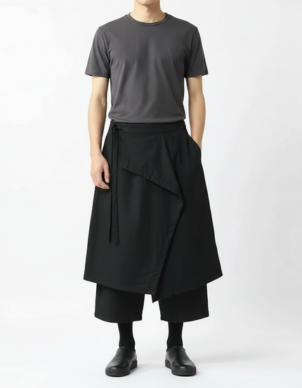 Pantalon Chinois Noir Ample Asymétrique Harem Décontracté - Coton