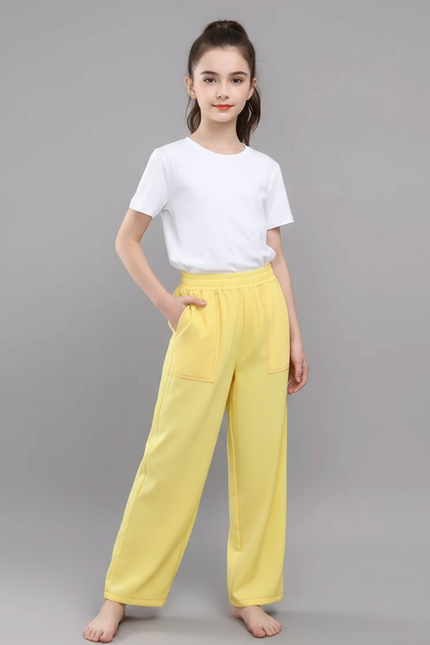 Pantalon Chinois Jaune Ample Décontracté Enfant - Molleton