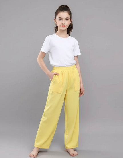 Pantalon Chinois Jaune Ample Décontracté Enfant - Molleton