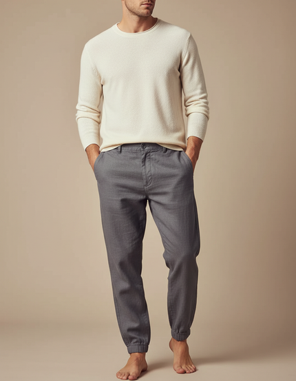 Pantalon Chinois Gris Décontracté Coton Jogger Homme