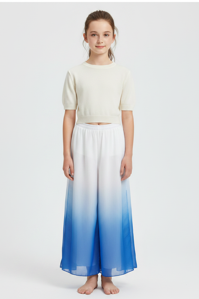 Pantalon Chinois Dégradé Fluide Ample Bleu Enfant - Multicolore Polyester