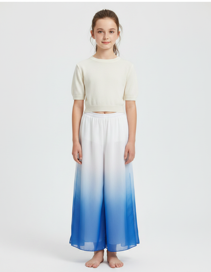 Pantalon Chinois Dégradé Fluide Ample Bleu Enfant - Multicolore Polyester