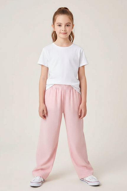 Pantalon Chinois Rose Ample Décontracté Enfant - Molleton