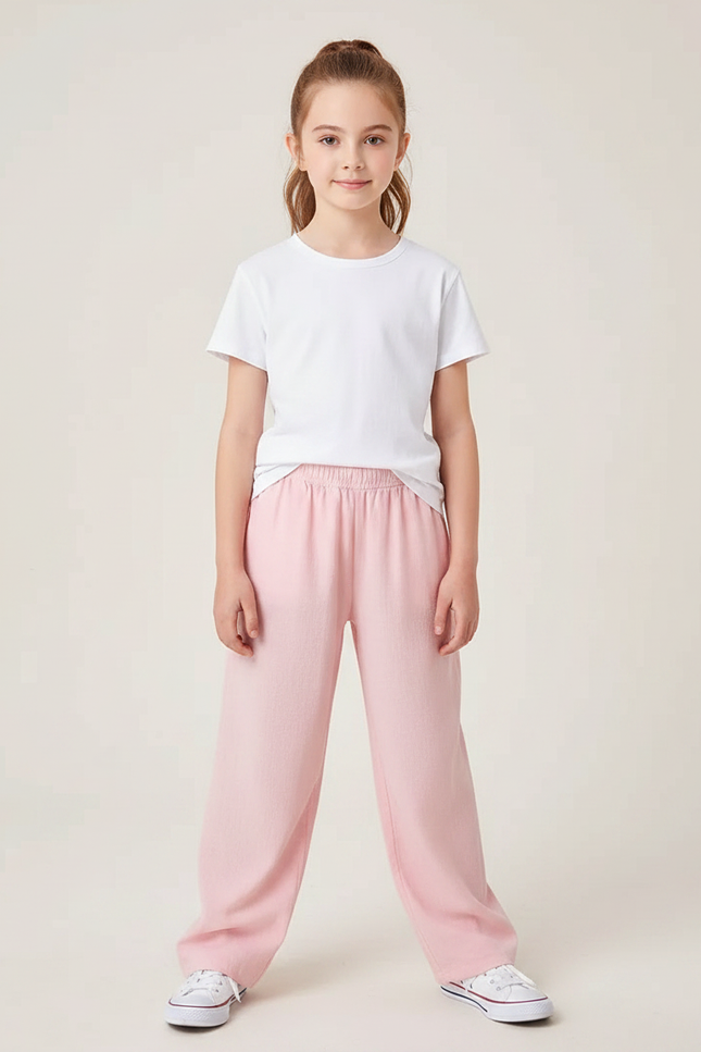 Pantalon Chinois Rose Ample Décontracté Enfant - Molleton