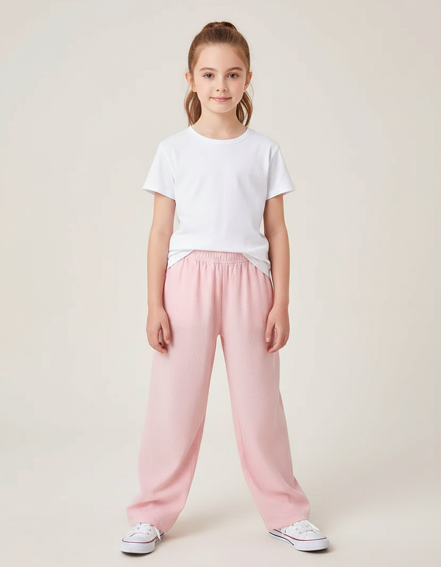 Pantalon Chinois Rose Ample Décontracté Enfant - Molleton