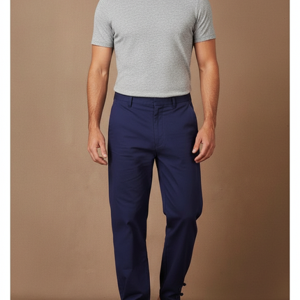 Pantalon Chinois Bleu Marine Coton Ample Confortable Homme
