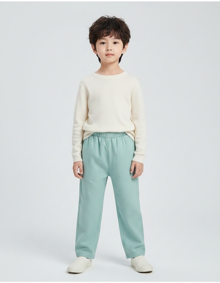 Pantalon Chinois Vert Clair Ample Lin Enfant Doux