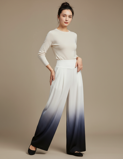 Pantalon Chinois Dégradé Fluide Ample Élégant Bicolore - Multicolore Viscose