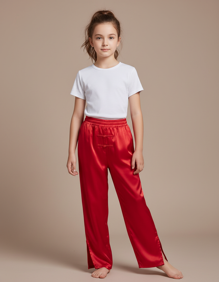 Pantalon Chinois Rouge Satiné Ample Enfant