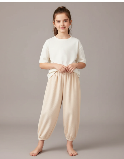 Pantalon Chinois Beige Côtelé Ample Confortable Enfant - Cordé