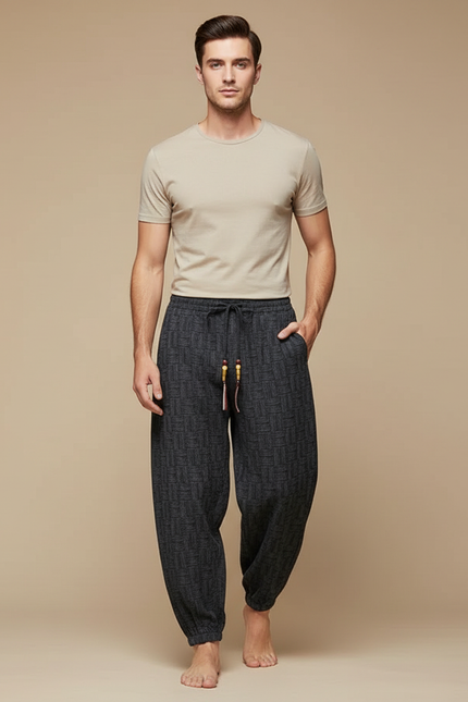 Pantalon Motif Chinois - Gris Tweed