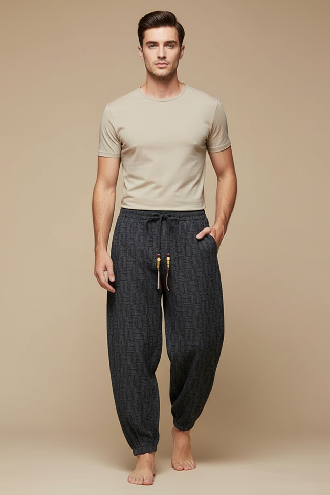 Pantalon Motif Chinois - Gris Tweed