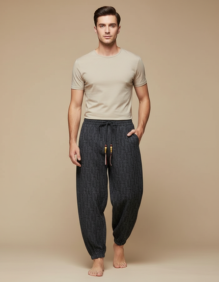 Pantalon Motif Chinois - Gris Tweed