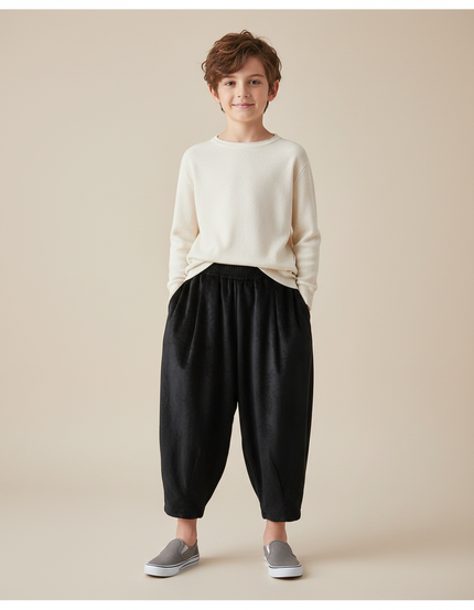 Pantalon Chinois Noir Ample Velours Enfant Confortable
