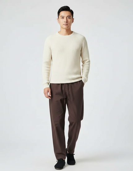 Pantalon Chinois Homme Ample Coton - Marron Toile