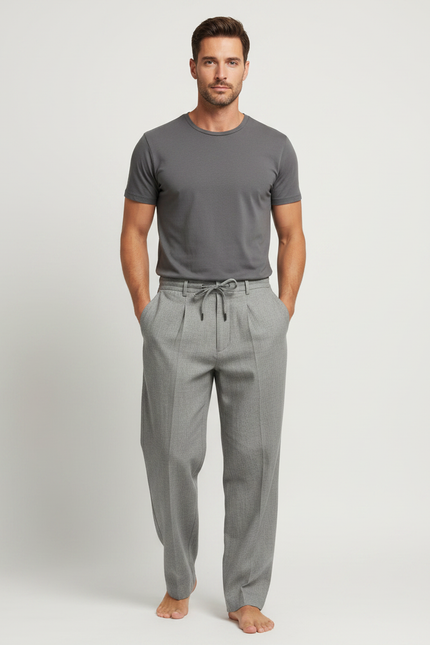 Pantalon Chinois Gris Décontracté Fluide Homme Sport - Gabardine