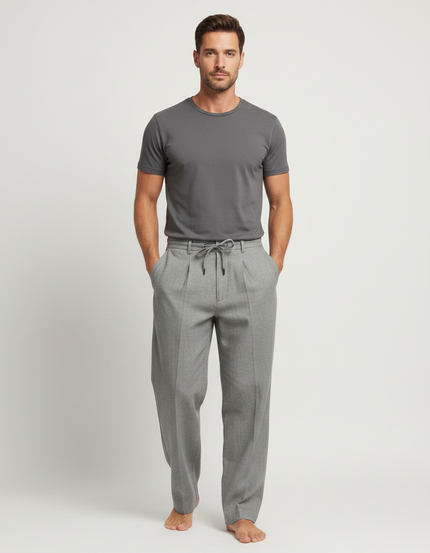 Pantalon Chinois Gris Décontracté Fluide Homme Sport - Gabardine