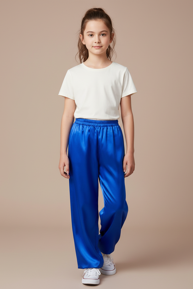 Pantalon Chinois Bleu Royal Satiné Ample Enfant