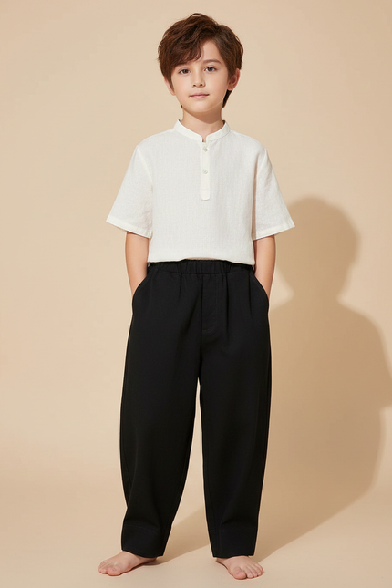 Ensemble Chinois Tunique Pantalon - Noir Viscose