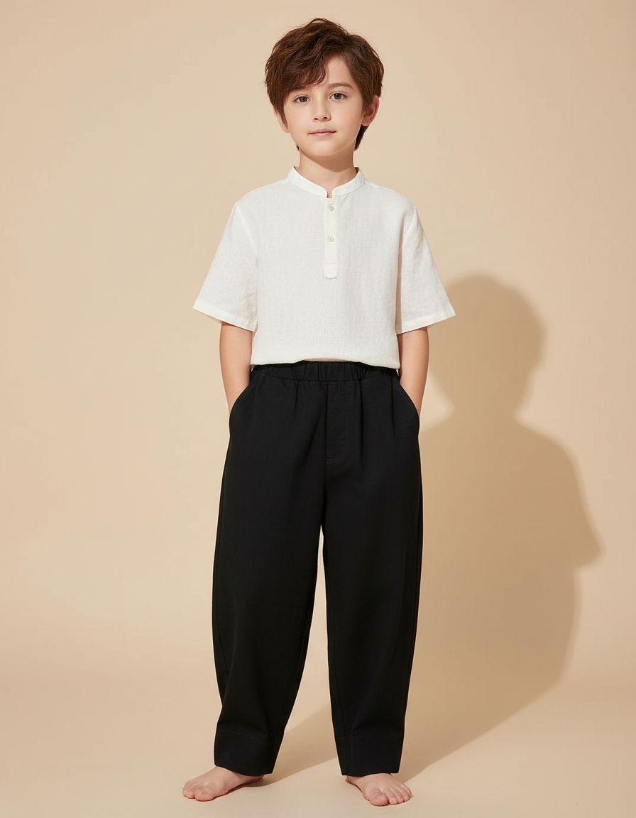 Ensemble Chinois Tunique Pantalon - Noir Viscose