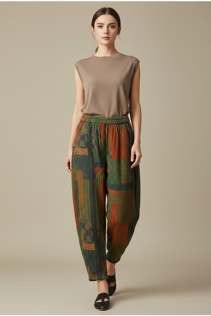 Pantalon Chinois Harem Imprimé Épais Chaud Décontracté - Laine