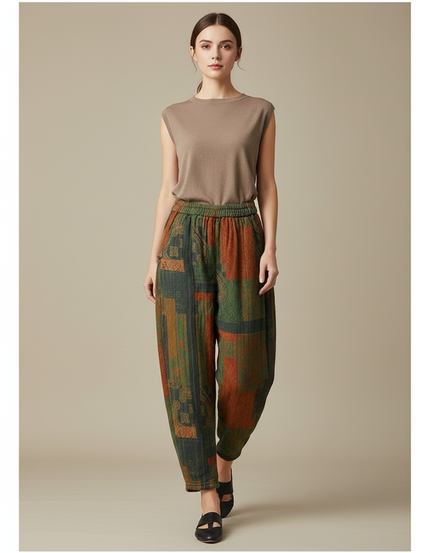 Pantalon Chinois Harem Imprimé Épais Chaud Décontracté - Laine