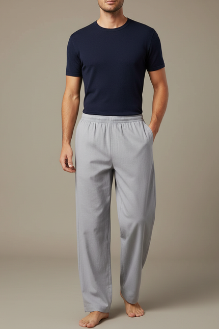 Pantalon Chinois Gris Ample Coton Décontracté Confortable