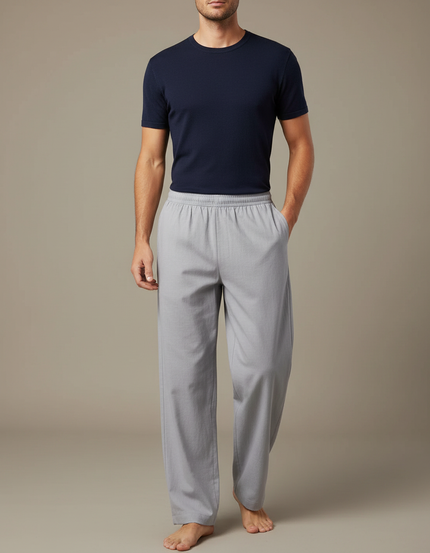Pantalon Chinois Gris Ample Coton Décontracté Confortable