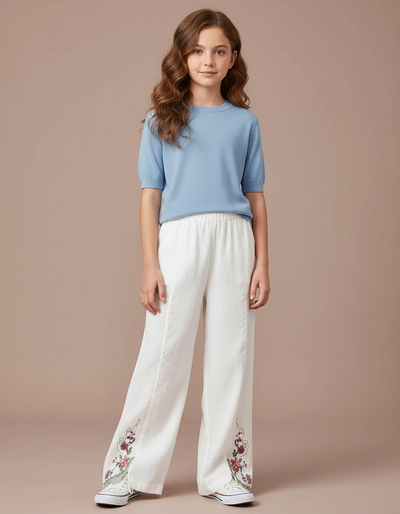 Pantalon Chinois Fille Blanc