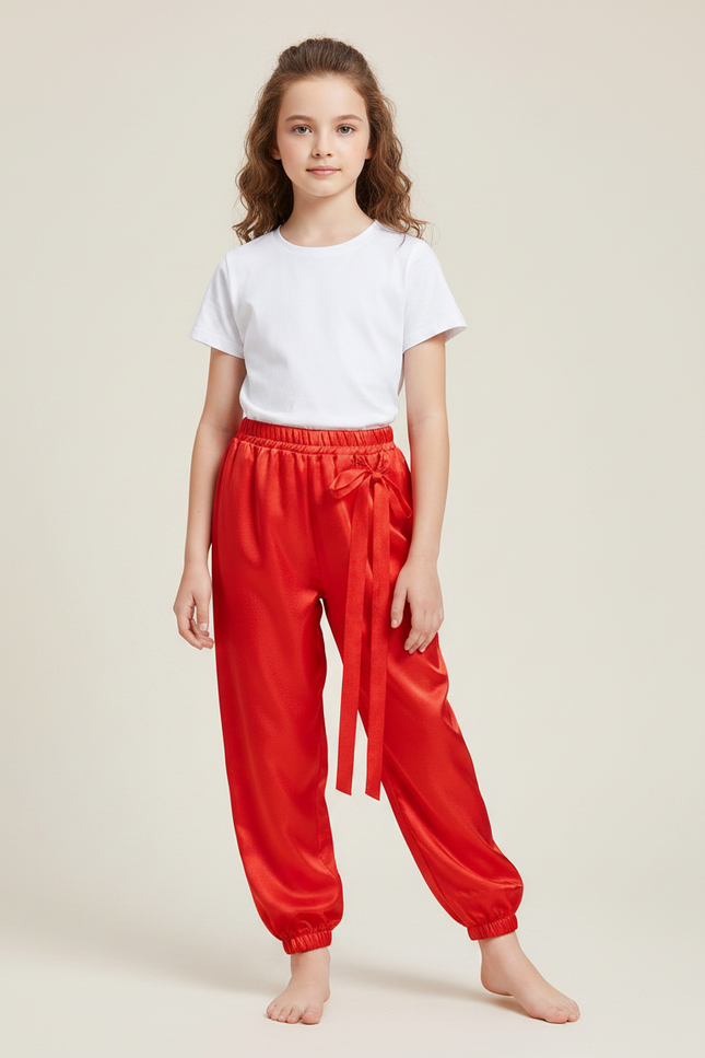 Pantalon Chinois Rouge Satiné Fluide Enfant