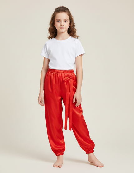 Pantalon Chinois Rouge Satiné Fluide Enfant
