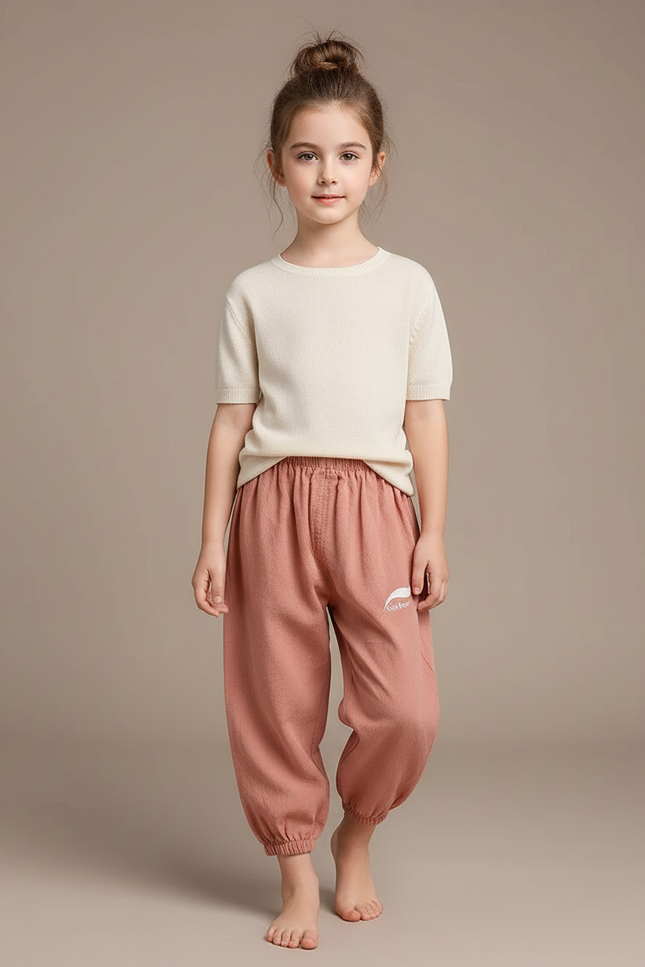 Pantalon Chinois Rose Ample Coton Enfant Confortable