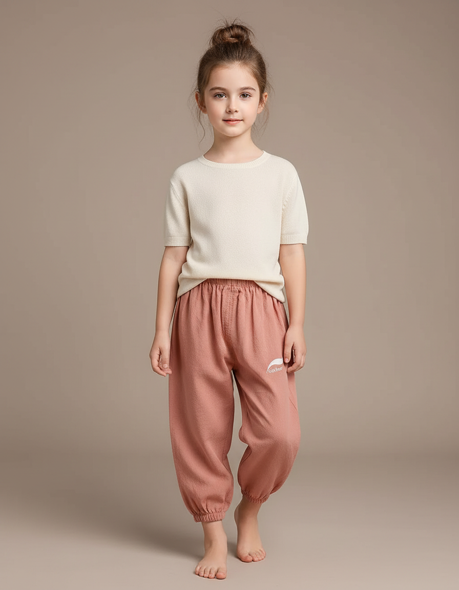 Pantalon Chinois Rose Ample Coton Enfant Confortable