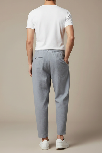 Pantalon Chinois Coton Lin Ample Droit Gris - vue 2
