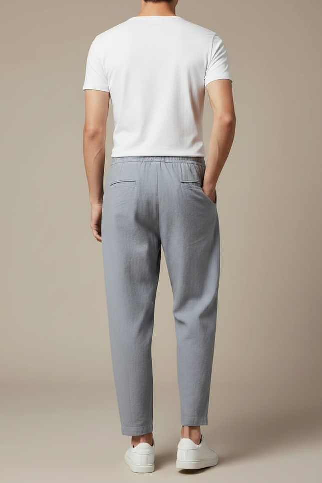 Pantalon Chinois Coton Lin Ample Droit Gris - vue 2