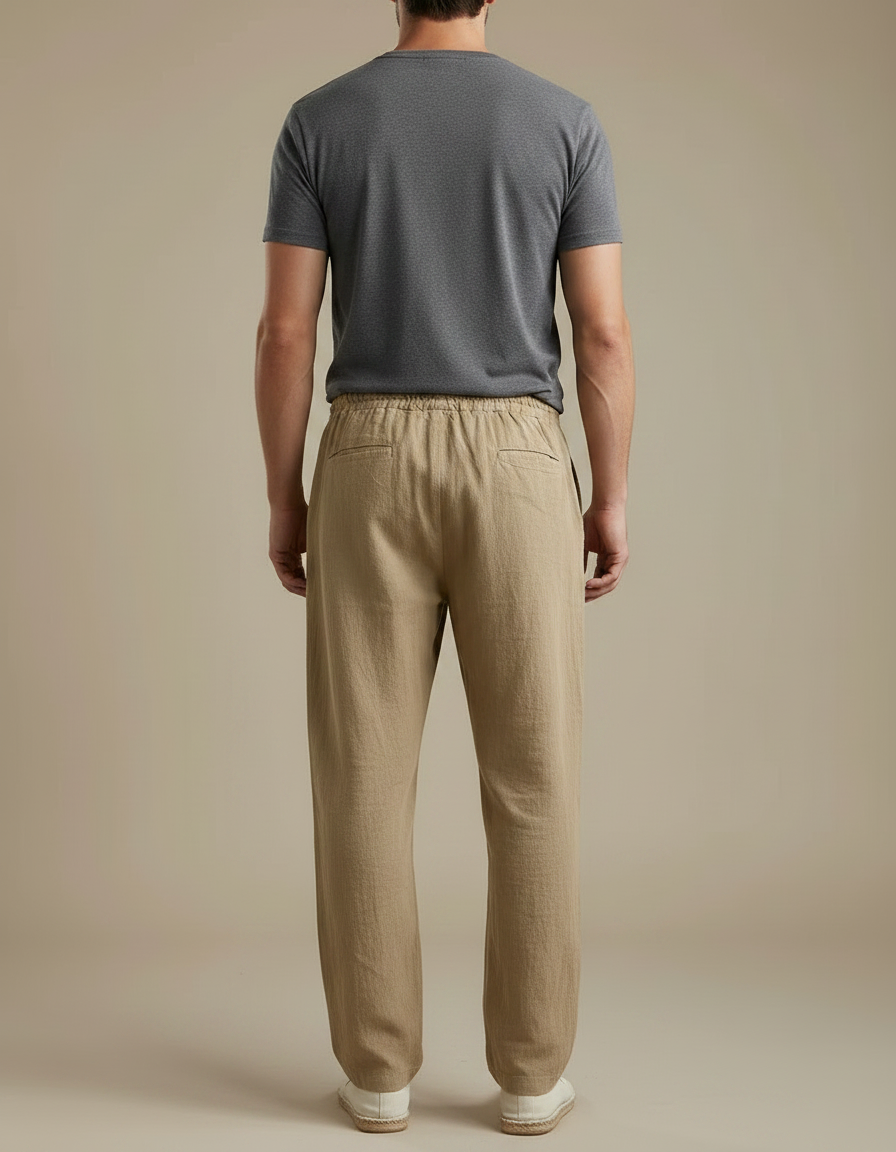 Pantalon Chinois Kaki Lin Ample Cordon Décontracté - vue 2