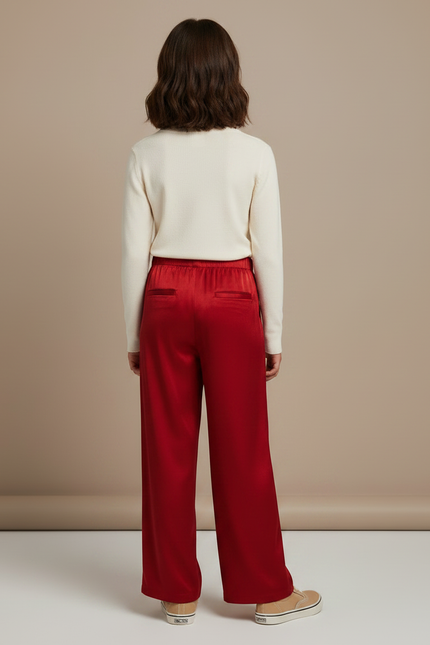 Pantalon Chinois Rouge Satiné Ample Fluide Enfant - vue 2