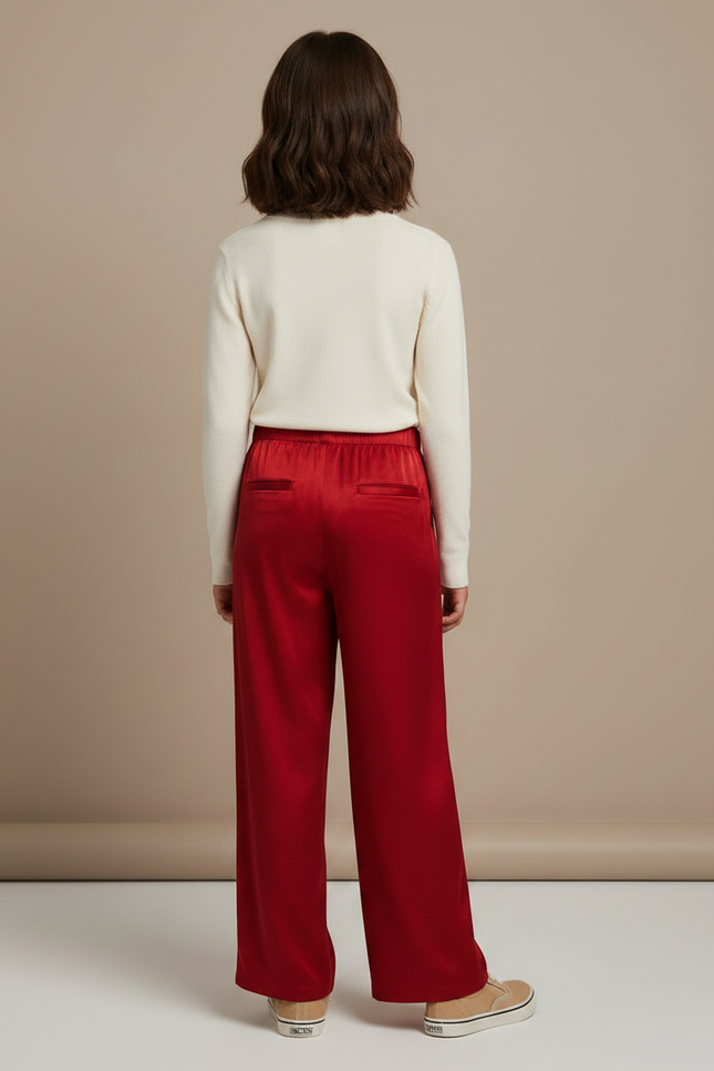 Pantalon Chinois Rouge Satiné Ample Fluide Enfant - vue 2
