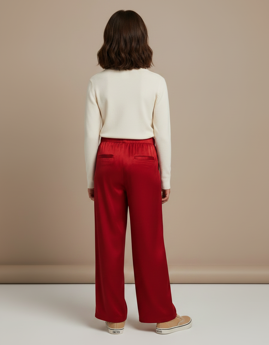 Pantalon Chinois Rouge Satiné Ample Fluide Enfant - vue 2