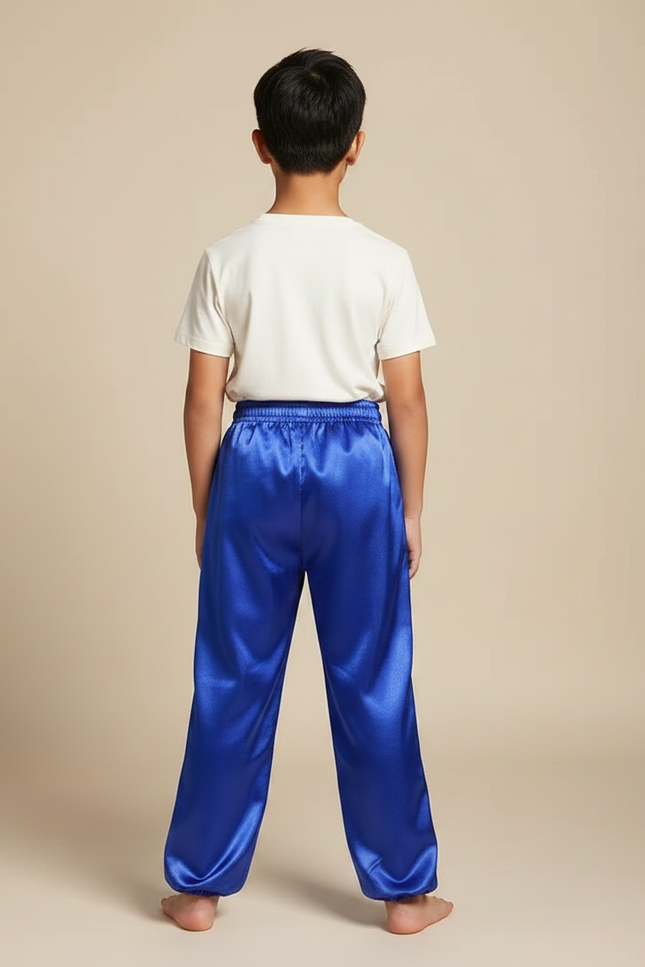 Pantalon Chinois Bleu Royal Satin Fluide Enfant - vue 2