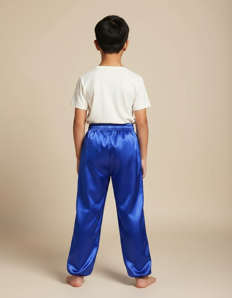 Pantalon Chinois Bleu Royal Satin Fluide Enfant - vue 2