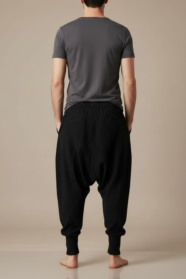 Pantalon Chinois Noir Ample Coton Sarouel Homme - vue 2