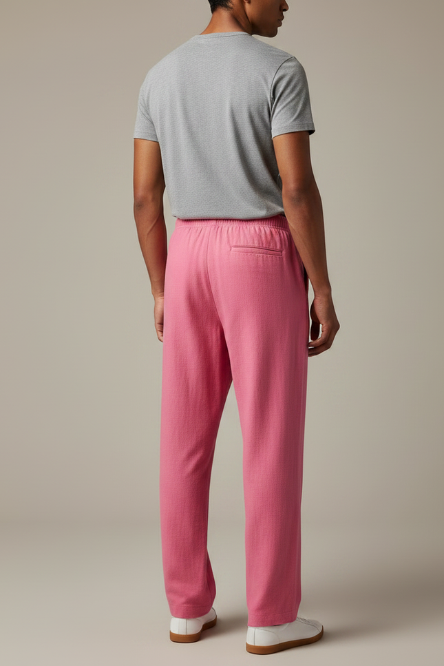 Pantalon Chinois Rose Ample Fluide Confortable Unisexe - Lin - vue 2