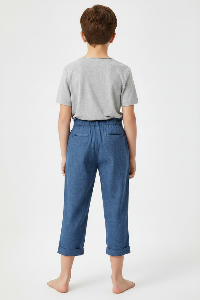 Pantalon Chinois Bleu Décontracté Élastique Coton Garçon - vue 2