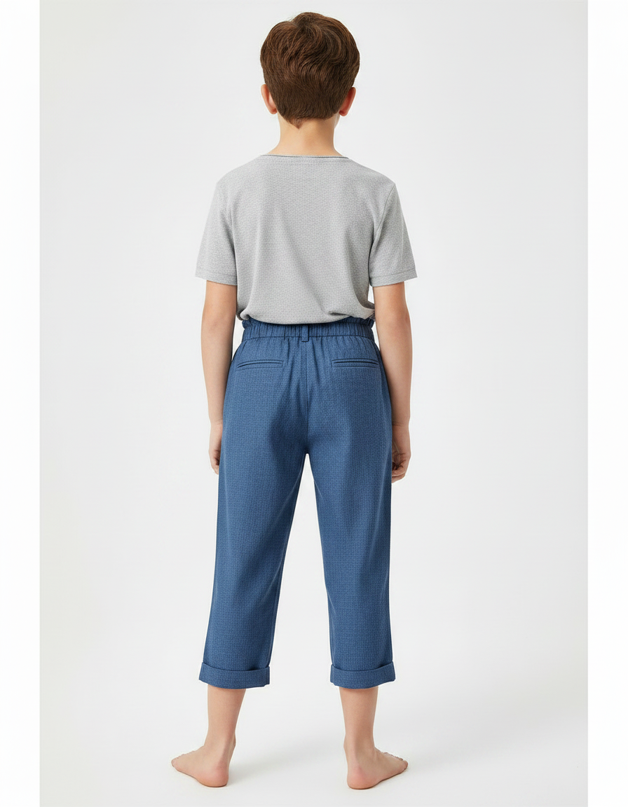 Pantalon Chinois Bleu Décontracté Élastique Coton Garçon - vue 2