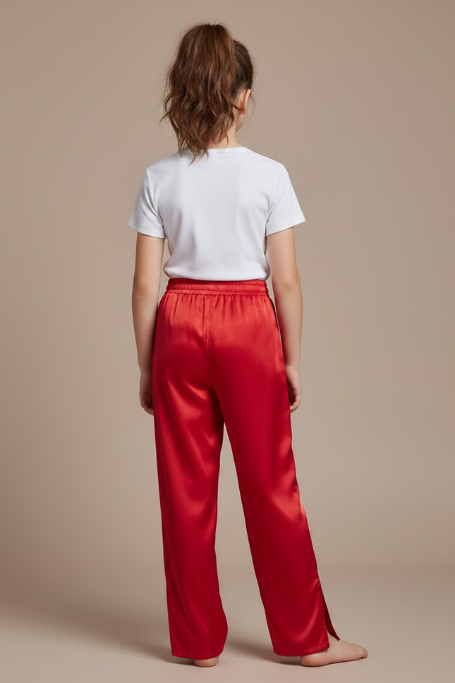 Pantalon Chinois Rouge Satiné Ample Enfant - vue 2